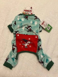 PEANUTS PRINT CHRISTMAS Velour PAJAMAS "SNOOPY LINUS" Puppy/Dog XSMALL NWT - Picture 1 of 4