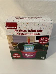 Walmart Airblown Inflatable Birthday Cake w/ Candle 3.5 ft Pink Blue Lit - New - Picture 1 of 4