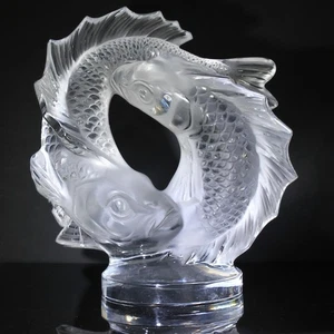Lalique Crystal 2 Koi Fish Figure | Broken tail - Picture 1 of 4