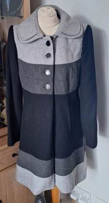 LADIES BLACK/GREY COLOUR BLOCK COAT SIZE 12-14 PRINCIPLES BY BEN DE LISI - Image 1 of 4