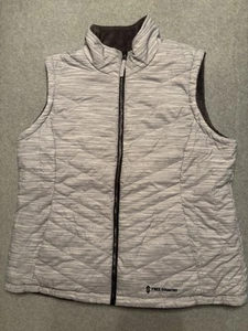 Free Country Puffer Vest Women’s Large Gray Reversible Fleece Lined Full Zip - Picture 1 of 11
