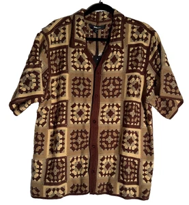 NovaMEN Nolan Textured Crocheted Shirt Men’s XL NWT Retro Knit Pattern - Picture 1 of 6