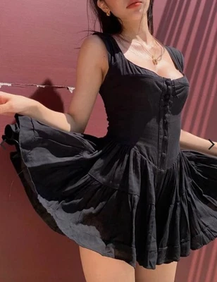 Mini Vestido Feminino VANESSA MOONEY US$ 250 Elisabeth Romper M Preto Bustier Sexy Novo sem etiquetas - Imagem 1 de 4