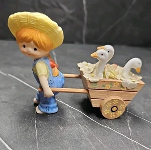 Carro de carretilla scooter Enesco Country Cousins con patos 1985 sin caja - Imagen 1 de 8