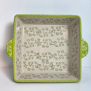 Temp-Tations Floral Lace Shamrock Square Baker 2.5 Qt Plastic Cover Metal Stand - Picture 1 of 8
