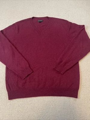 Suéter John W Nordstrom Para Hombres Talla Grande 100% Cachemira Cuello en V Borgoña Foto 1 de 4