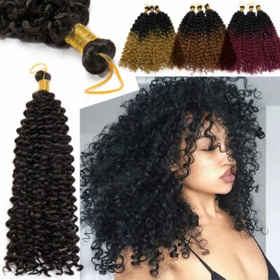 Paquetes de 3/5 extensiones de cabello trenzado afro rizado onda profunda Marlybob como humano Foto 1 de 4