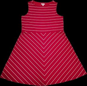 Charter Club Red/white Sleeveless Fit And Flare Dress 0X