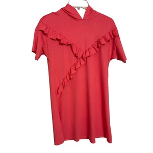 NWT GB Active Girls Hooded Dress Ruffle Trim Short Sleeve Pink Swim Cover Size L - Picture 1 of 12