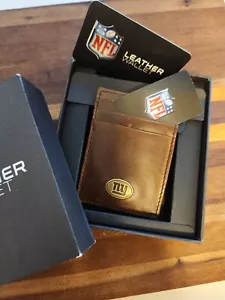 New York Giants Men's Leather Wallet - Brown Front Pocket Wallet - NFL Giants - Picture 1 of 7