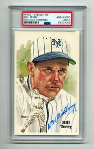 BEAUTIFUL BILL TERRY  AUTOGRAPHED PEREZ STEELE POST CARD - PSA/DNA Encapsulated - Picture 1 of 1