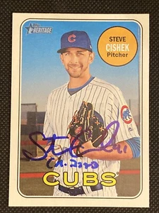 Steve Cishek Cubs signed Auto handsigniert 2018 Topps Heritage Card #653 ~ COA - Bild 1 von 5