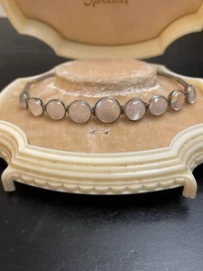Antique Victorian Moonstone Sterling Silver Bracelet - Picture 1 of 13