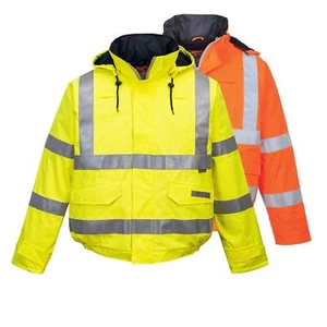 Chaqueta de bombardero PORTWEST Bizflame Rain alta visibilidad antiestática FR S773 - Imagen 1 de 3
