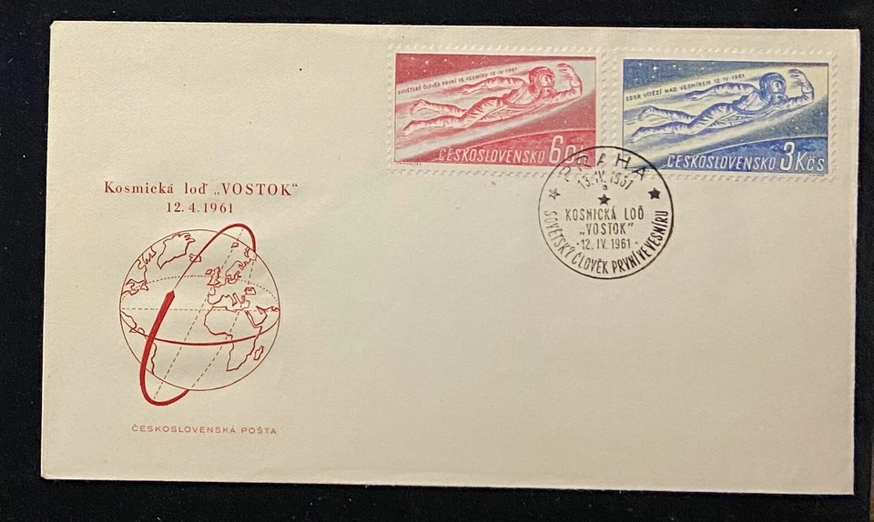 VOSTOK 1961 SPACE FDC Original Stamped Cover. Soviet Czechoslovakia . - Image 1 of 1