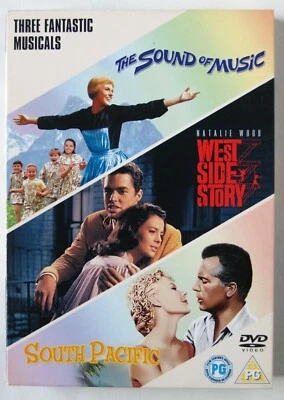 3 FANTASTIC MUSICALS THE SOUND OF MUSIC WEST SIDE STORY SOUTH PACIFIC 3 DISC SET - Image 1 of 3