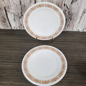 Set Of 2 Pyrex Copper Filigree Bread And Butter Side Plates - 6 3/4" Diameter  - Picture 1 of 5