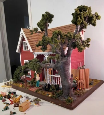 Divertido alrededor de la casa de muñecas 4 rm amueblado escena exterior detalle miniatura 25x19x19 Foto 1 de 4
