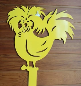 CHICKEN Crazy Silkie Yard Stake Lawn Garden Plasma Cut Metal Art - Picture 1 of 4