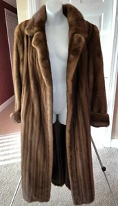 Abrigo de piel de visón marrón Maximilian Alta Moda de colección cinturón extraíble largo completo 10 - Imagen 1 de 11