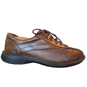 Zapatos Mocasines Oxford Born Cuero Marrón Puntera de Bicicleta con Cordones Para Hombres Talla 9.5M Informales - Imagen 1 de 16