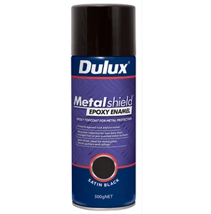 Dulux 300g Metalshield Satin Black Epoxy Enamel Spray Paint - Picture 1 of 1