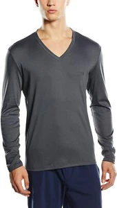 New Hugo Boss grey loose baggy fit v-neck long sleeve t-shirt top Medium Large - Picture 1 of 9