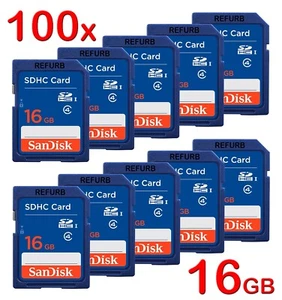 LOT 100x Genuine SanDisk 16GB Class 4 SD SDHC Flash Memory Card SDSDB-016G - Picture 1 of 13