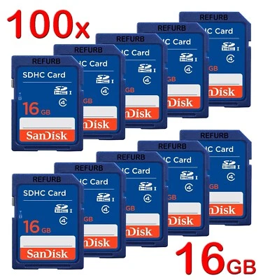 LOTE 100x Tarjeta de Memoria Flash SanDisk 16GB Clase 4 SD SDHC Genuina SDSDB-016G Foto 1 de 4