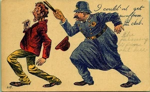 Postal de 1908 I Couldn't Get Away from Club Police Chasing Man - Imagen 1 de 2