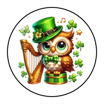 30 pegatinas día de San Patricio etiquetas etiquetas sobre sellos fiesta favores búho Foto 1 de 2