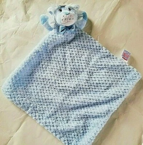 Newborn Baby Teddy Comforter BLUE Waffle/Mink Lion Comforter W/Bow Soft Toy - Picture 1 of 5