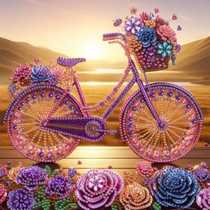 5D DIY Partial Special Shaped Drill Diamond Painting Flower Bike Decor30x30cm - Photo 1/12