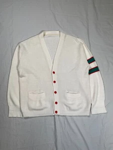 True Vintage 1960's Letterman/Varsity Knit Cardigan Sweater Size XL - Picture 1 of 6