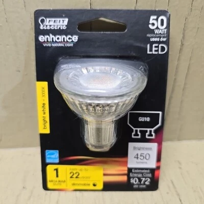 FEIT MR16 LED Bulb 450 lumens Bright White Reflector GU10 50 Watt Equivalent 6W - Image 1 of 4