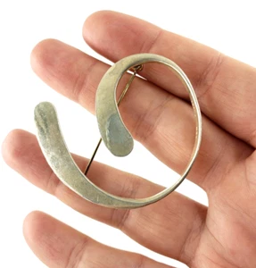 TAXCO MEXICO Sterling Silver Pendant Pin Brooch Abstract Swirl 6 9 G Modernist - Picture 1 of 8