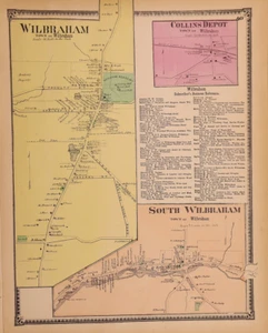1870 Plat Map ~ WILBRAHAM, HAMPDEN Co., MASSACHUSETTS / COLLINS DEPOT (12x15)#22 - Picture 1 of 1