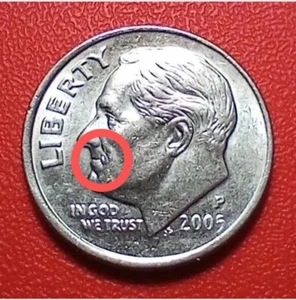 2005 P  Die Chip ERROR  Roosevelt Dime #183 - Picture 1 of 8