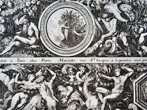 1660 [1751] Baroque Frieze, Jean Le Pautre, hand coloured, folio, ornament 2 - Picture 1 of 3