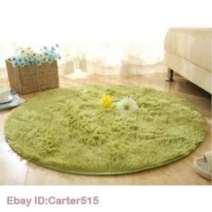 Fluffy Round Rug Carpet Living Room Bedroom Bedside Mat Computer Rug - Picture 1 of 28