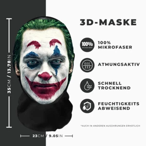 Realistische Joker  3D-Druck Vollgesichtsmaske – Atmungsaktiv, Witz - Bild 1 von 1