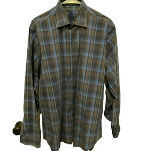 Bugatchi UOMO Uomo Vestibilità Classica XL Plaid Multicolore 100% Cotone - Foto 1 di 7
