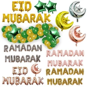 Eid Mubarak Balloons Ramadan Kareem Umrah Mubarak Muslim Islamic Balon Decors UK - Picture 1 of 21