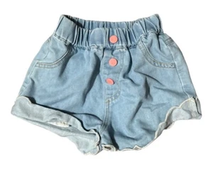 Girls Size 4 Denim Ruffle Shorts Blue Denim Bay Pull on Shorts - Picture 1 of 4