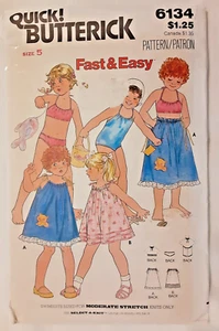 Vintage Butterick Schnittmuster 6134 Kinder Überwurf Badeanzug & Bikini (H) - Bild 1 von 2
