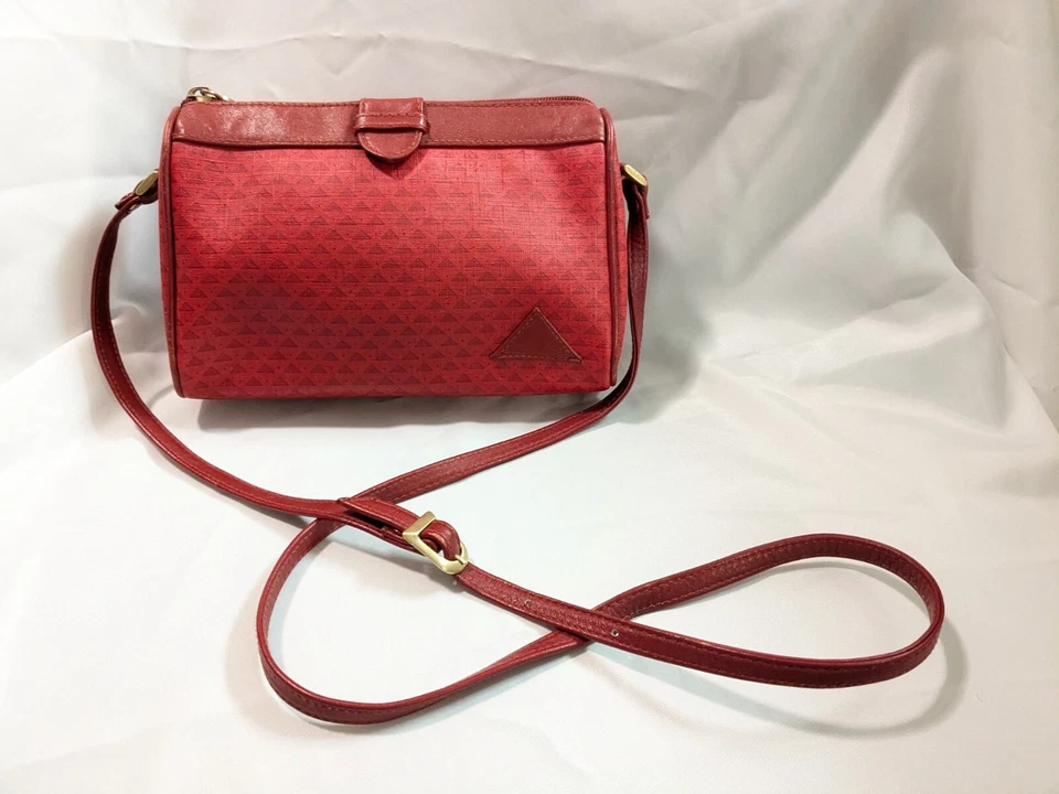Bolso de mano bandolera Liz Claiborne 1984 vintage lona roja con adornos de cuero restaurado Foto 1 de 4