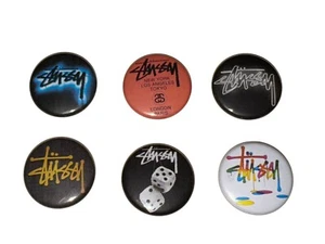 1" SET OF 6 STUSSY STREETWEAR BADGE BUTTONS PINS PINBACK [P683] - Picture 1 of 2