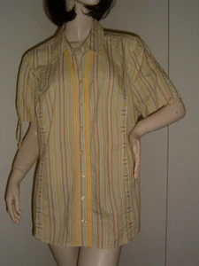 CAMICIA CAMICETTA DONNA RIGHE LEGGI LE MISURE TAGLIE FORTI - Foto 1 di 7