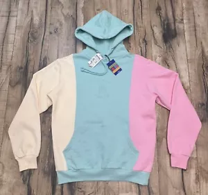 Teddy Fresh Pastel Color Block Hoodie Adult Small NWT Bear Stitched Mint pink - Picture 1 of 15