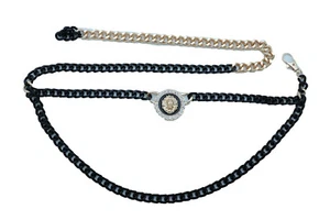 Women Decorative Waistband Belt Black Color Metal Chain black Lion Charm XS S M - Picture 1 of 12